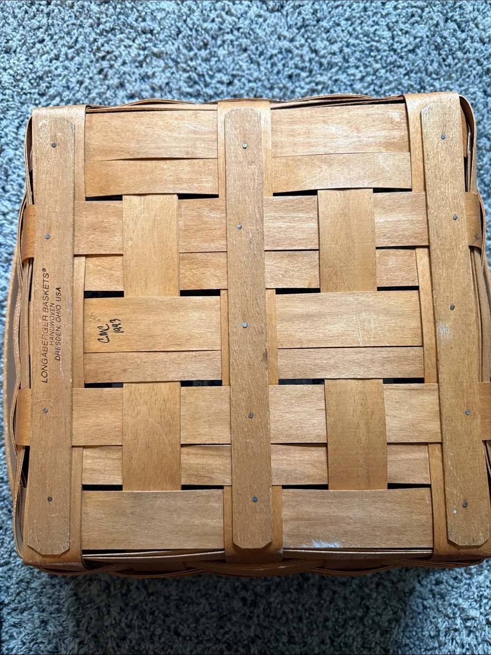 Woven Wood Picnic Basket with Handles - Brown